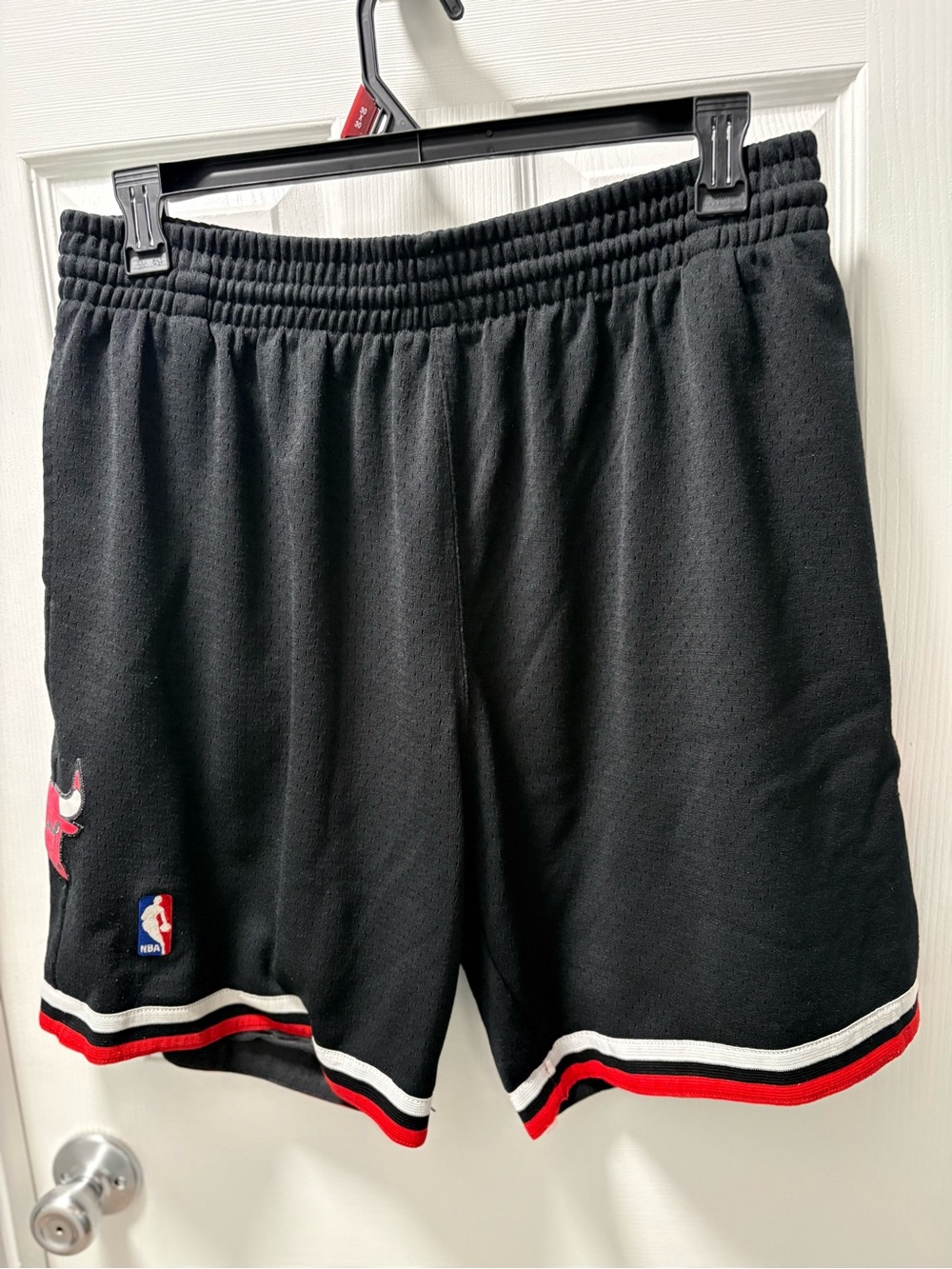 Mitchell & Ness Black NBA Chicago Bulls Shorts with Red & White Trim